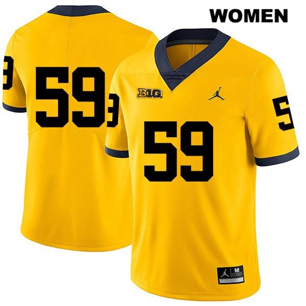 Women's NCAA Michigan Wolverines Joel Honigford #59 No Name Yellow Jordan Brand Authentic Stitched Legend Football College Jersey ZZ25N38EV